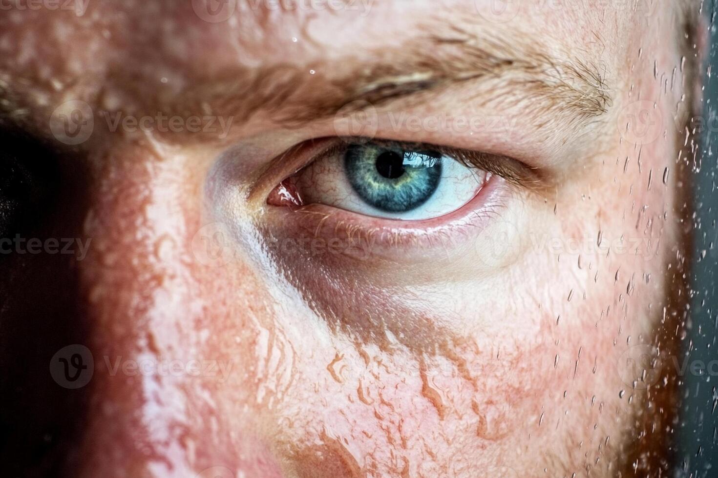 A man with a beard and blue eyes is looking at the camera photo