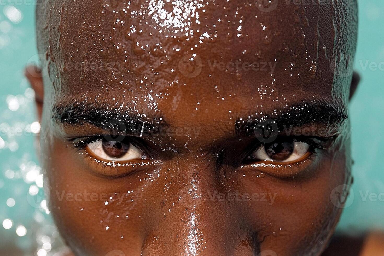 A man with a wet face photo