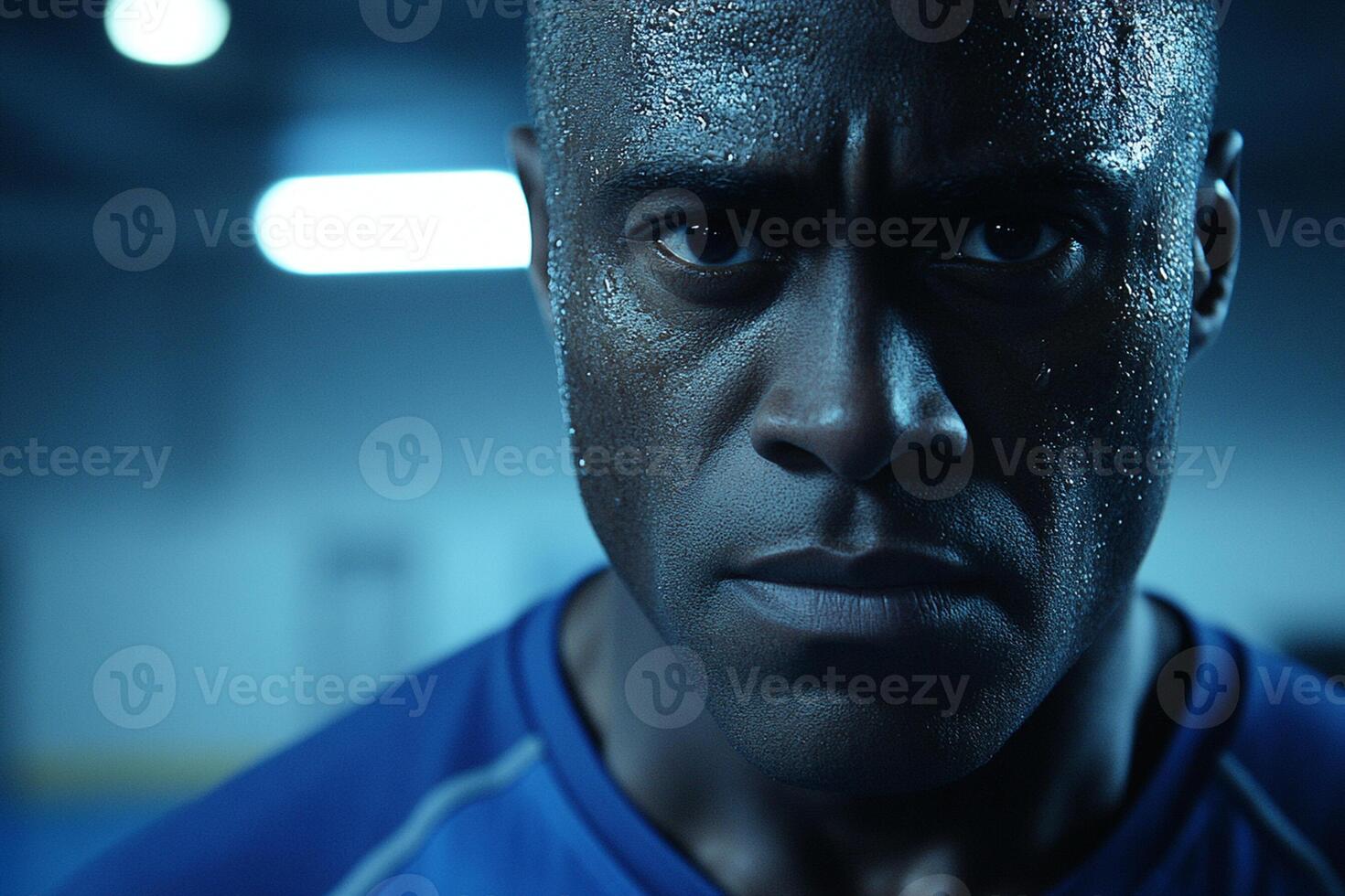 A man in a blue shirt looks into the camera photo