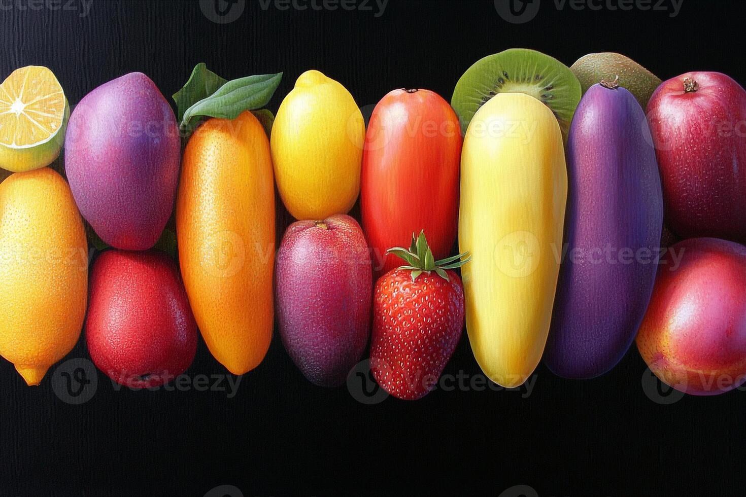 A group of fruit on a black background photo
