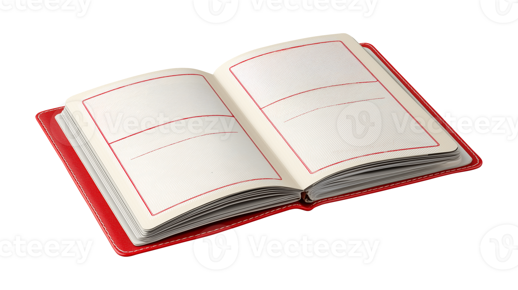 Open red notebook with lined pages perfect for school and study png