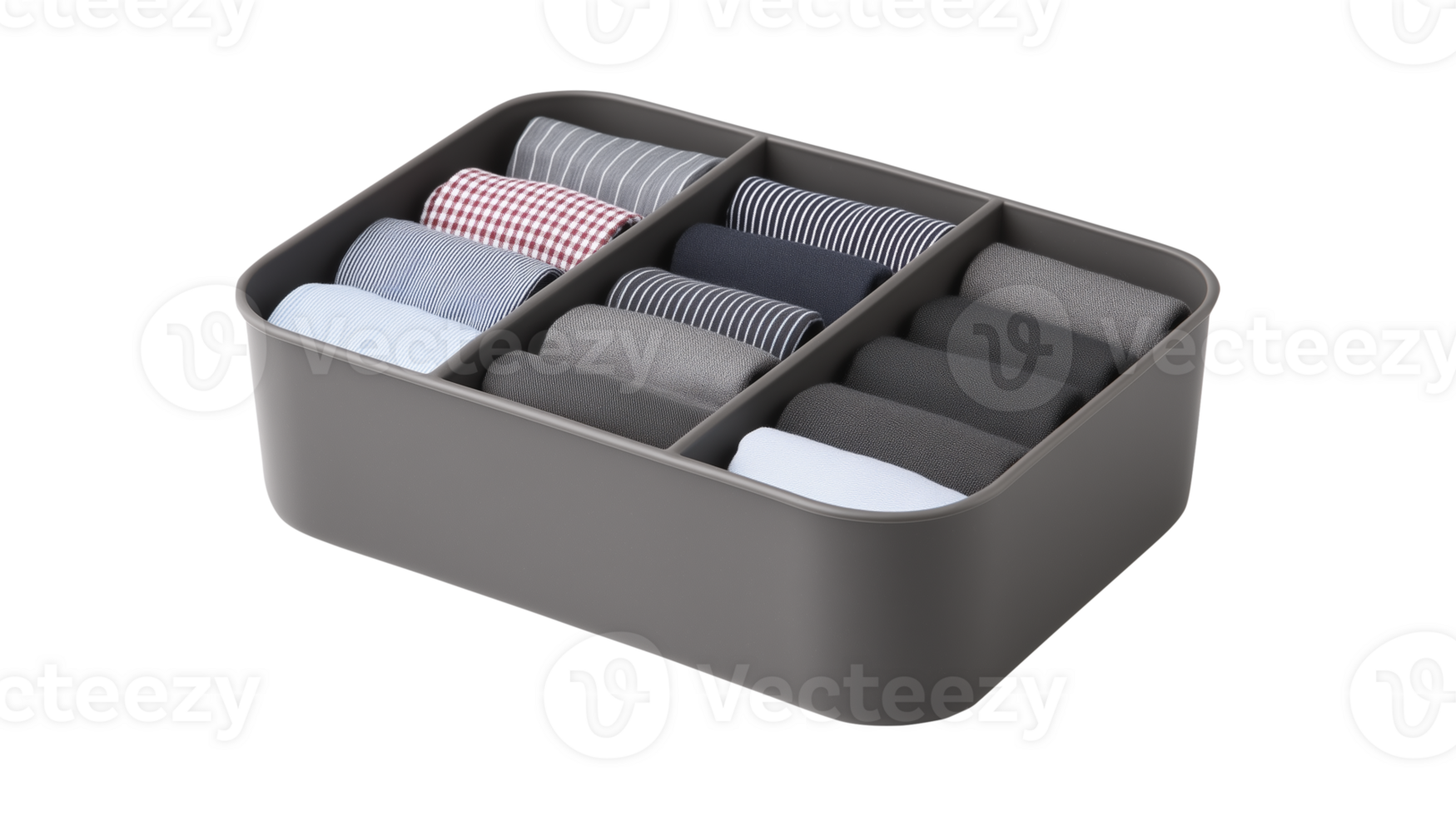 Home organization storage box with compartments for clothing items png