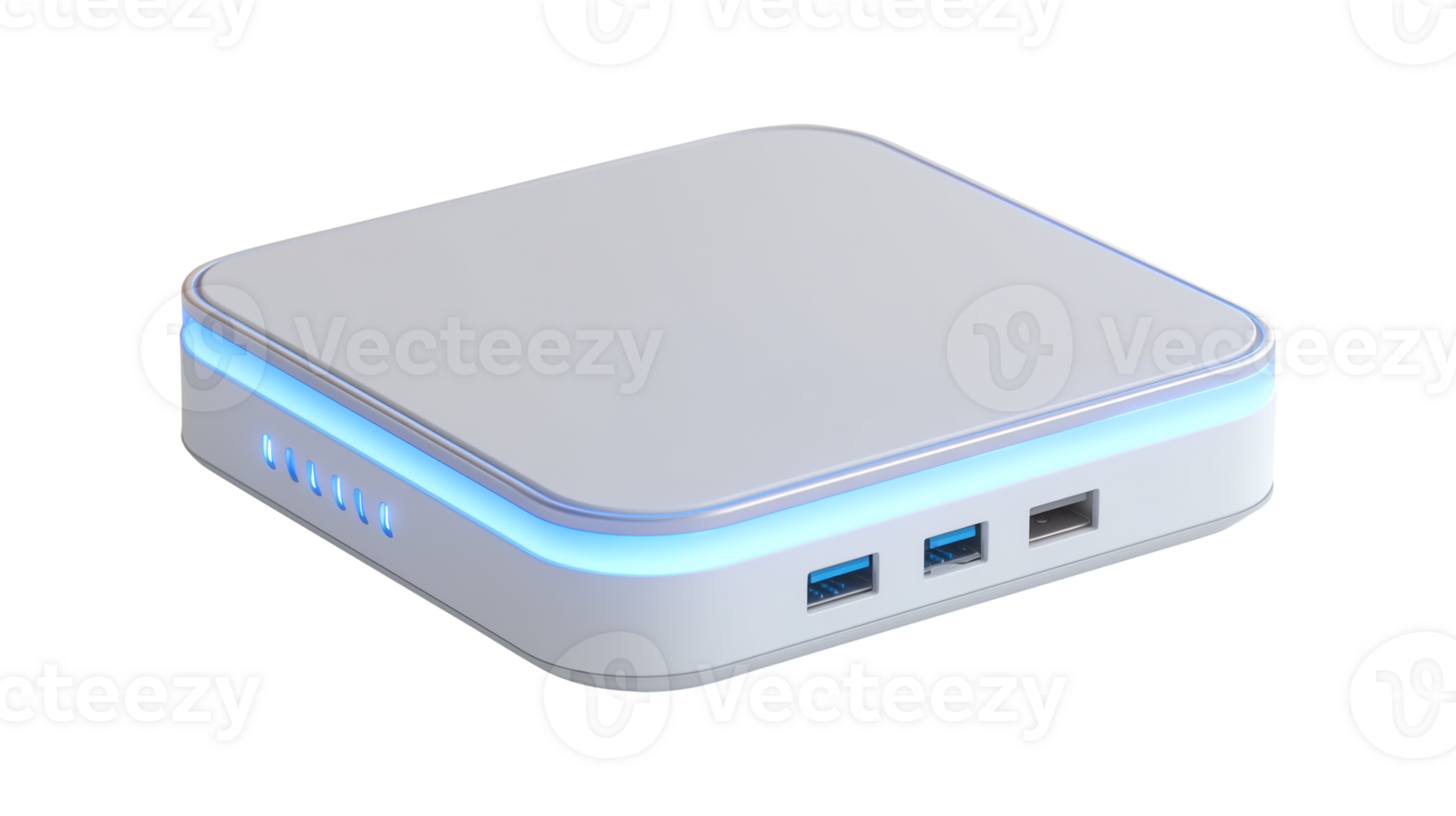 Modern portable power bank with LED indicators and multiple USB ports png