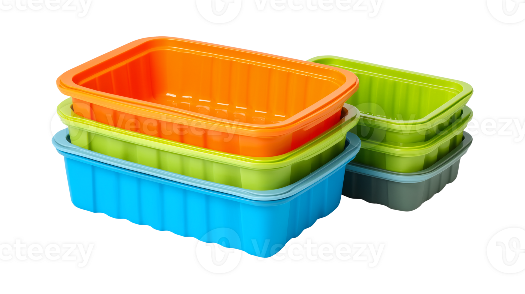 Colorful stackable food storage containers perfect for meal prep and kitchen organization png