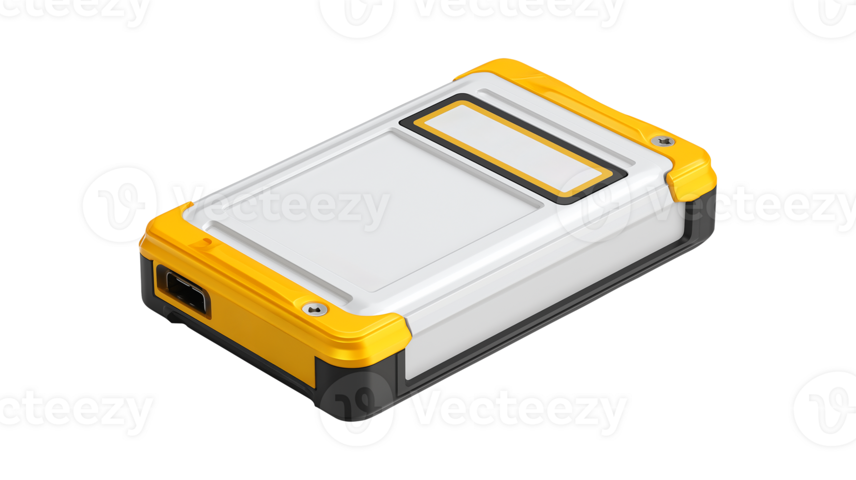 Rugged portable device with yellow accents and LCD display png