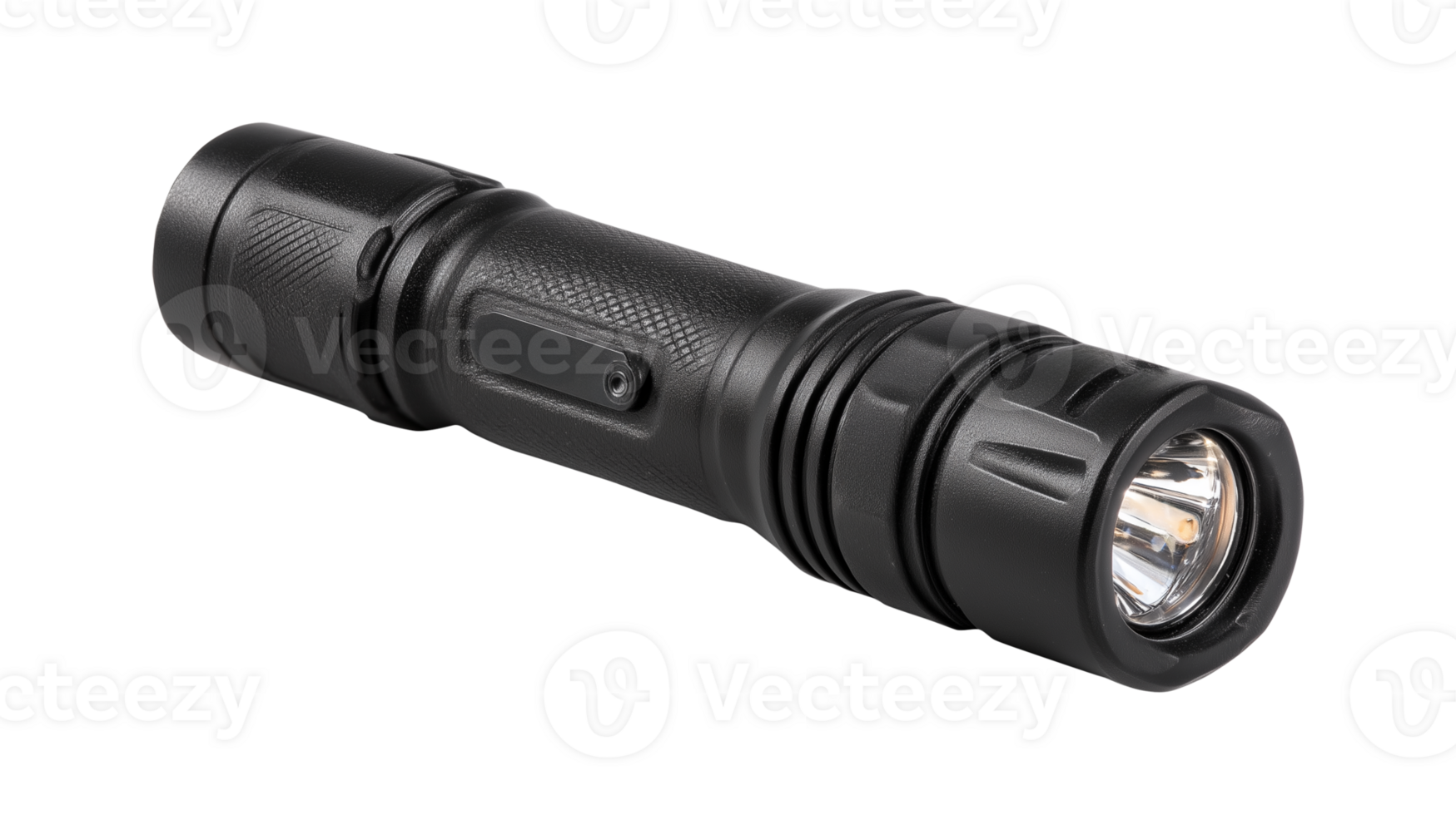 Black tactical LED flashlight perfect for outdoor adventures and camping png