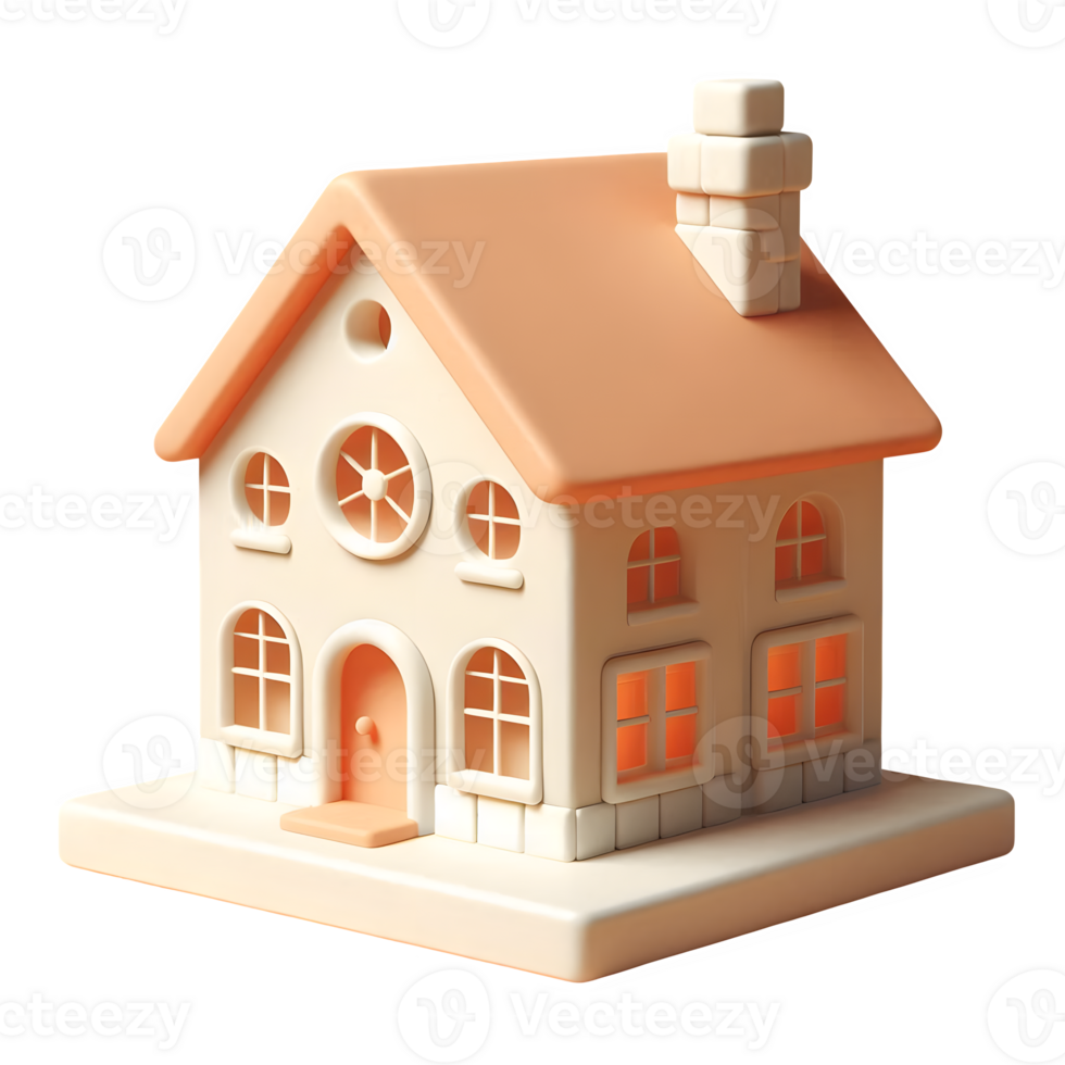 A charming little house isolated on transparent background render png