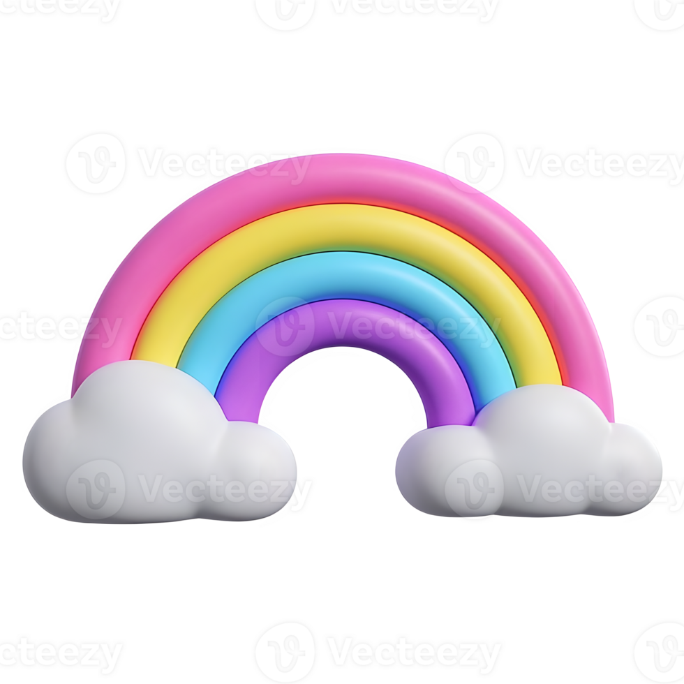 A Beautiful Rainbow with Clouds Isolated on Transparent Background png