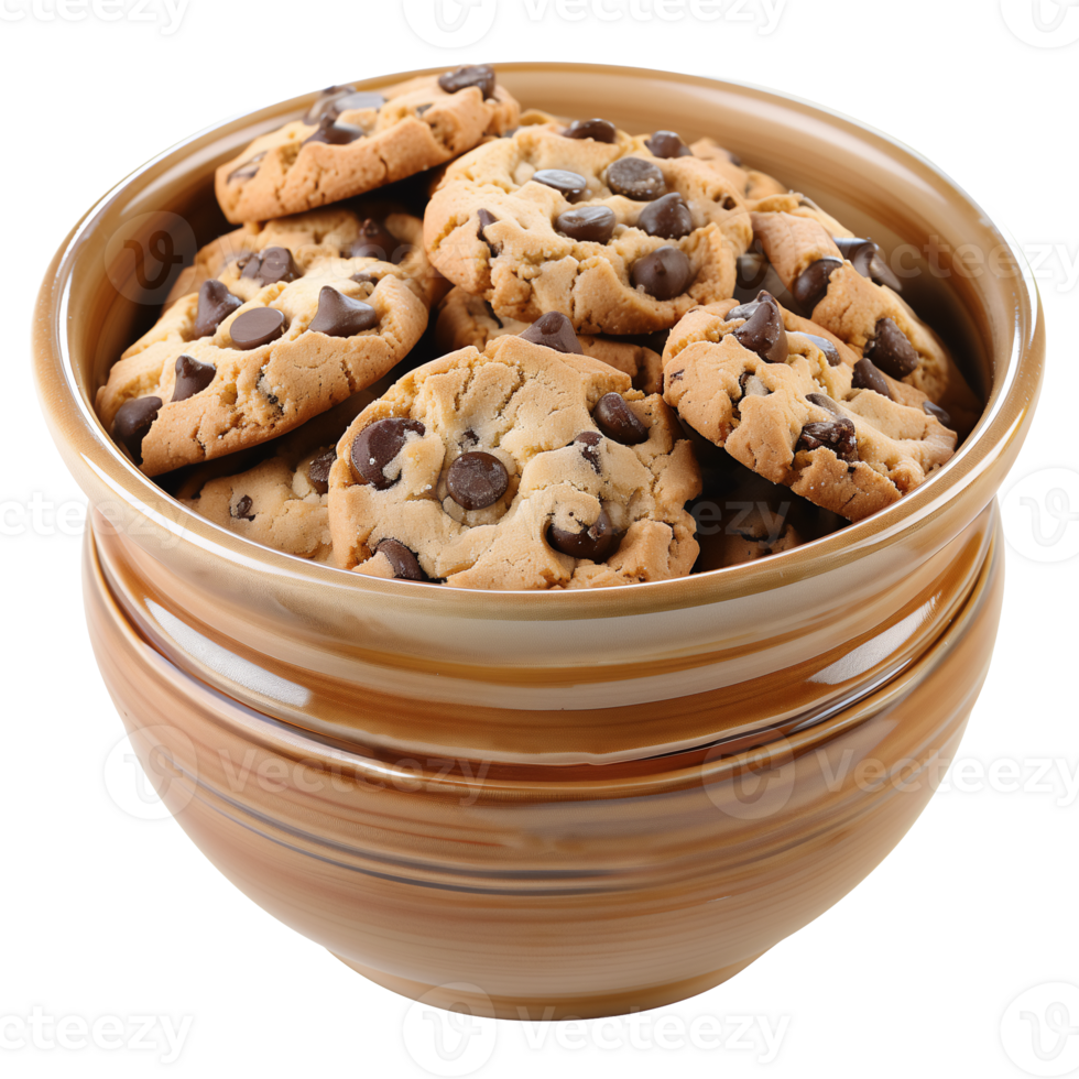 Delicious Chocolate Chip Cookies in Ceramic Jar on Transparent Background Perfect for Advertising Food Campaigns and Graphic Design png