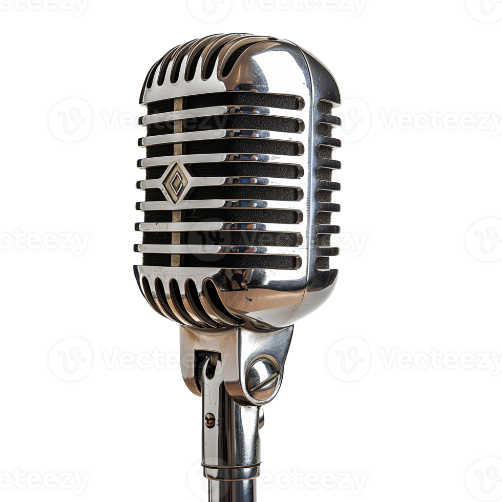 Retro Microphone Isolated on Transparent Background Full View Perfect for Audio and Music Projects png