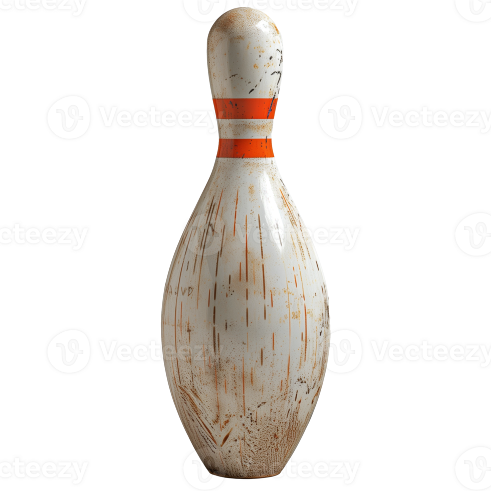 Classic Bowling Pin on Transparent Background Isolated for Retro and Sports Design in Full View png