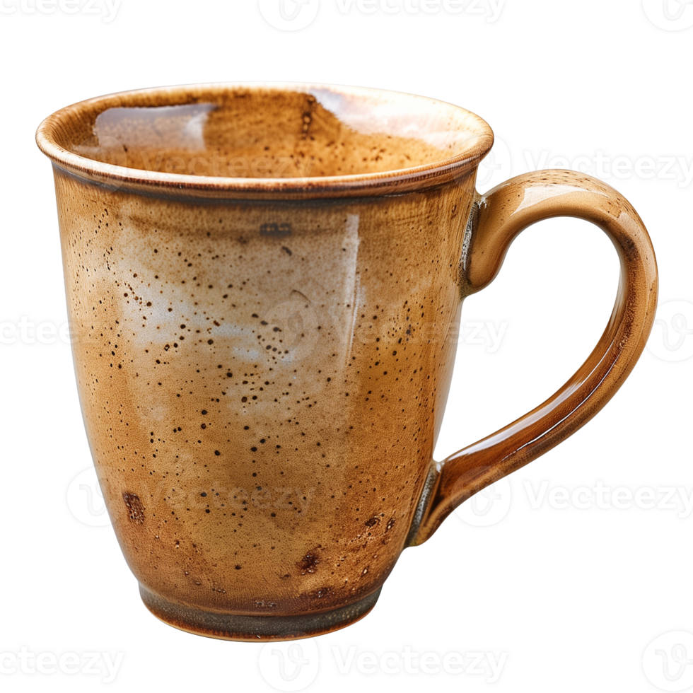 Full View of a Ceramic Coffee Mug on Transparent Background Highlighting Rustic Design for Isolated Product Display and Branding png