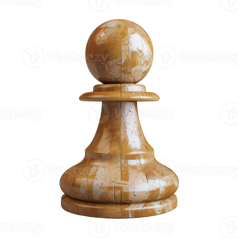 Chess Pawn on Transparent Background Isolated View Depicting Strategy and Planning with Wooden Textured Design in High Detail for Business and Educational Concepts png