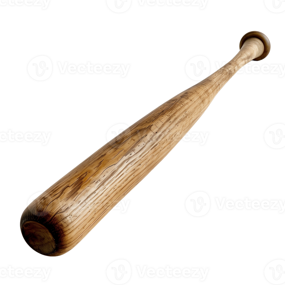 Full View of Wooden Baseball Bat on Transparent Background Isolated for Sports Equipment Design or Promotion png
