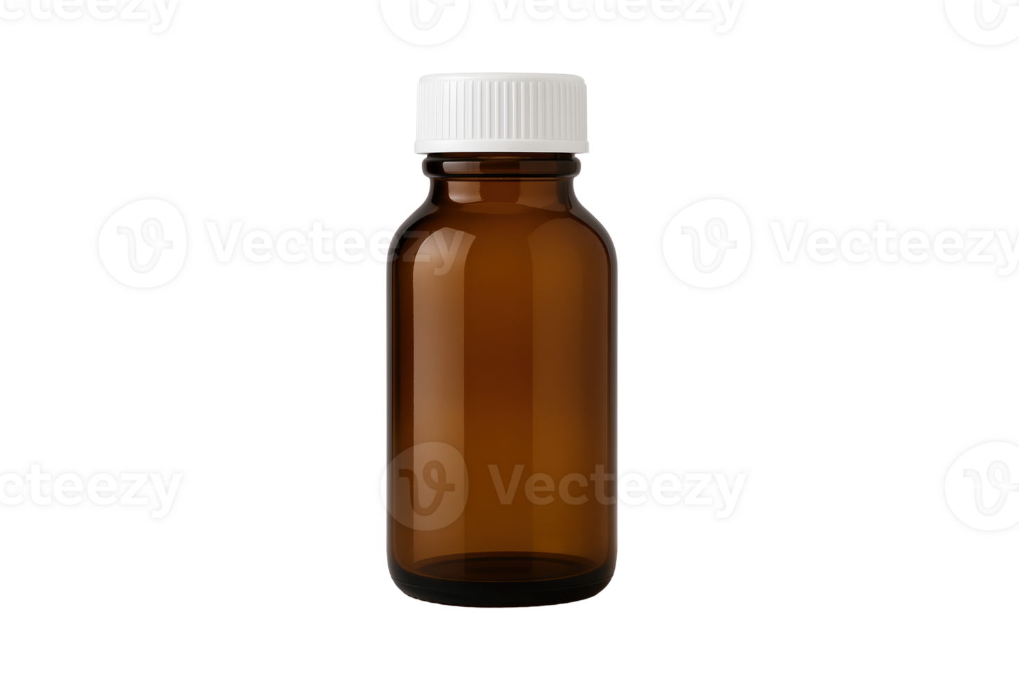 Brown Glass Bottle with White Cap for Medical and Cosmetic Use png