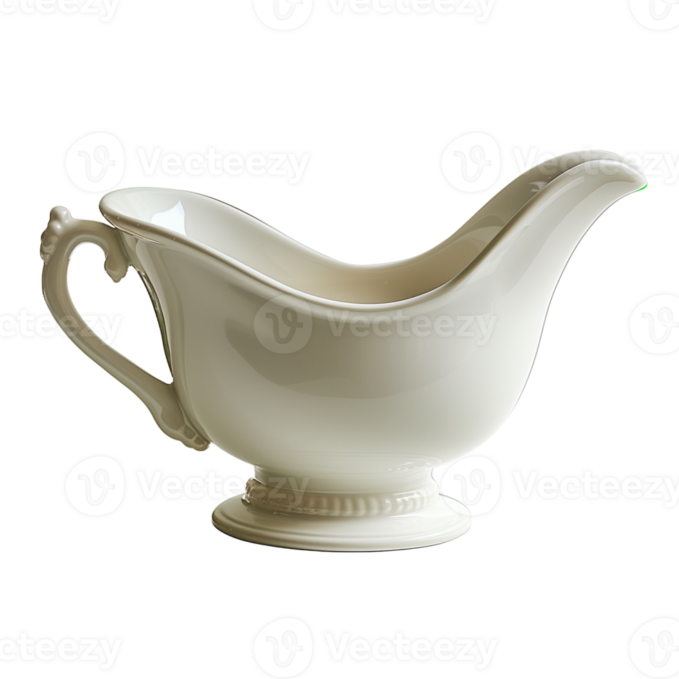 Elegant Porcelain Gravy Boat on Transparent Background for Culinary Presentation and Kitchen Decor Design png