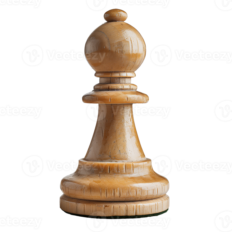 Full View of a Wooden Chess Pawn on Transparent Background Isolated for Game Strategy and Design Concepts png