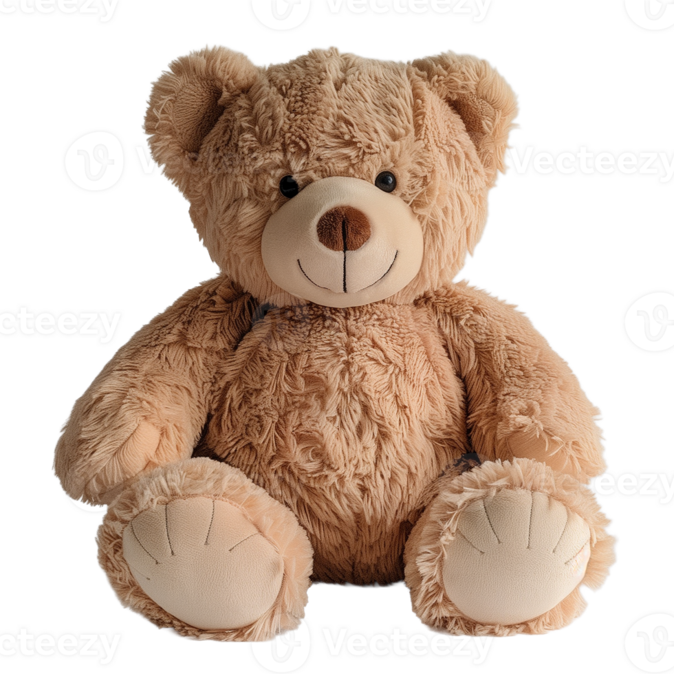 Plush Teddy Bear on Transparent Background in Full View for Kids Toys Market, Ideal for Playroom Decor, Birthdays, or Nursery Themes, Featuring Soft Texture and Cute Expressions png