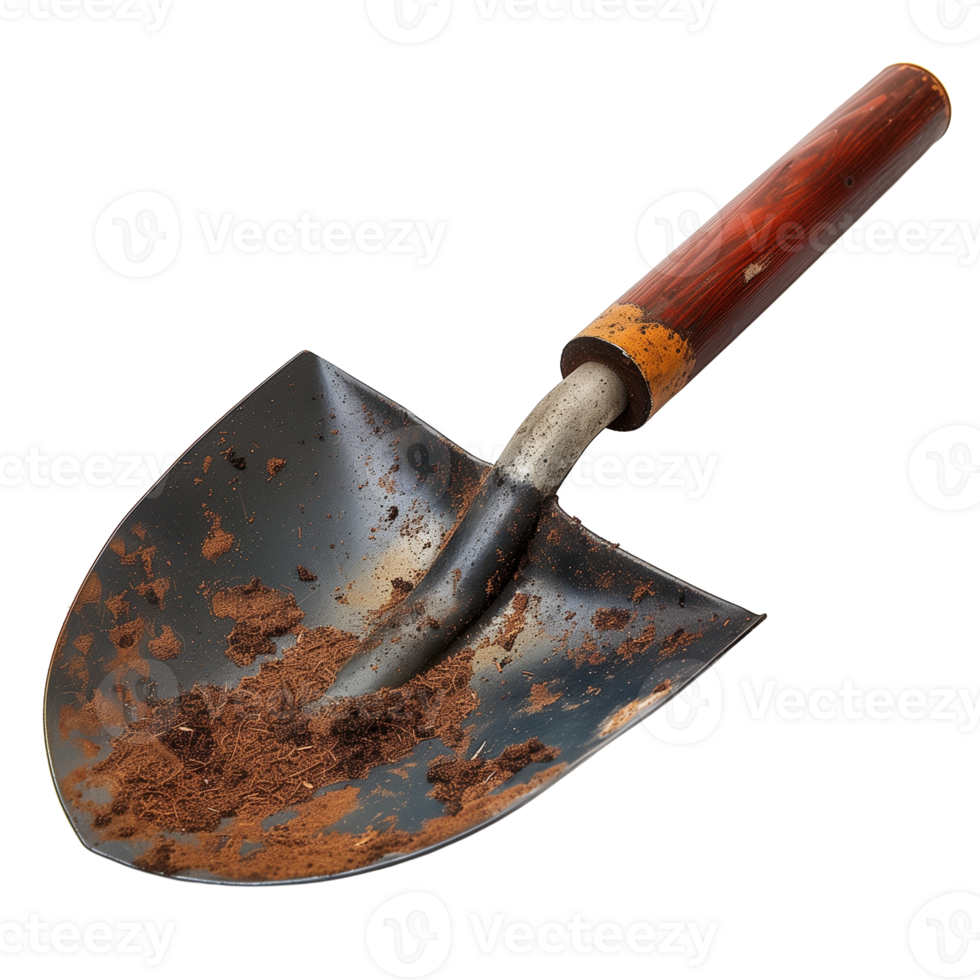 Garden Shovel with Wooden Handle on Transparent Background Isolated for Gardening and Tool Design Concepts png