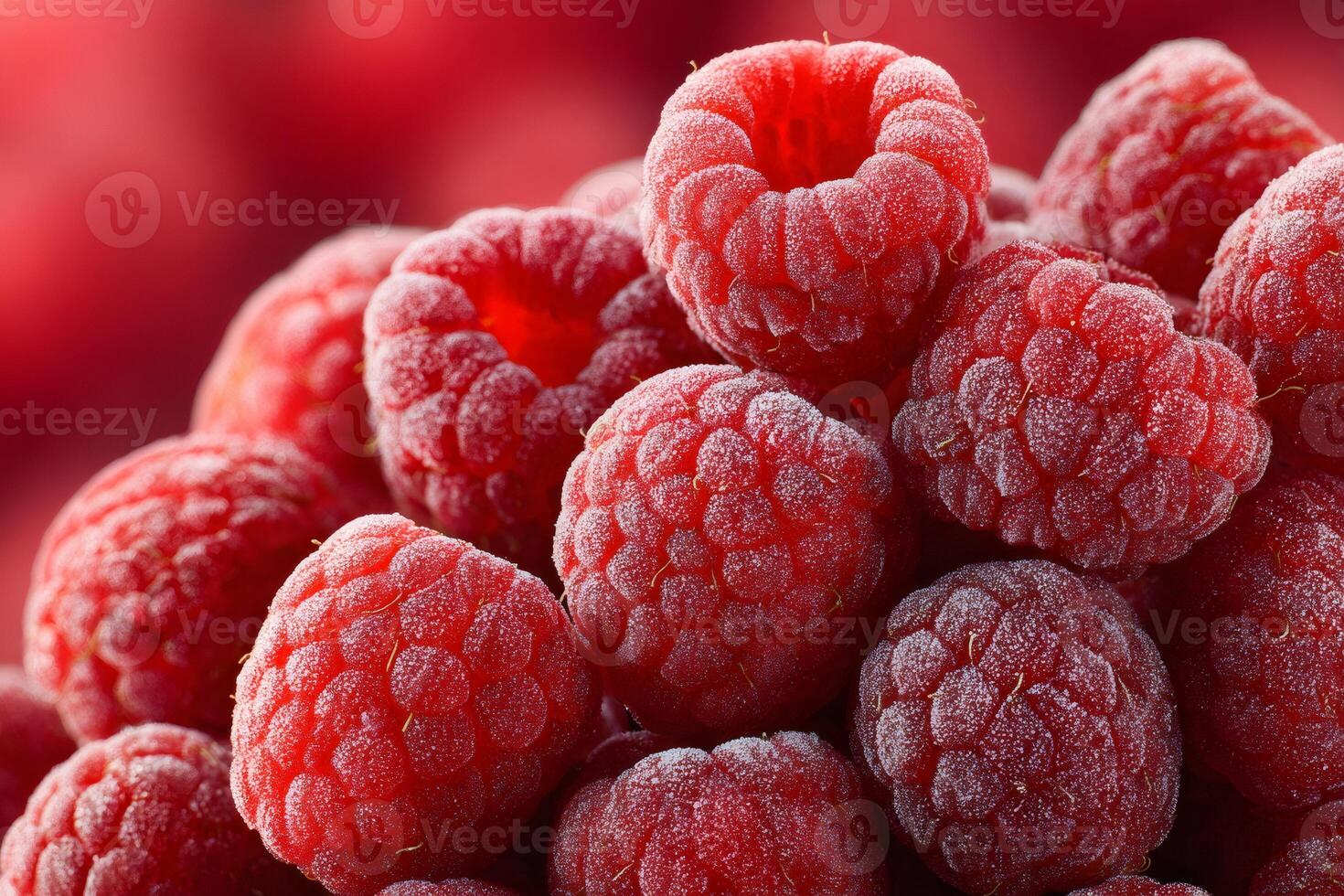 Fresh frozen raspberries creating a delicious and refreshing treat photo