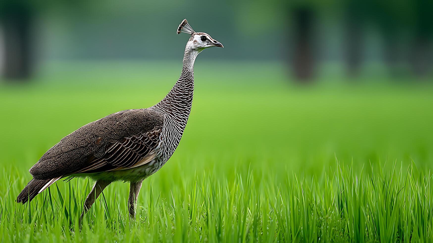 A bird standing in a field photo