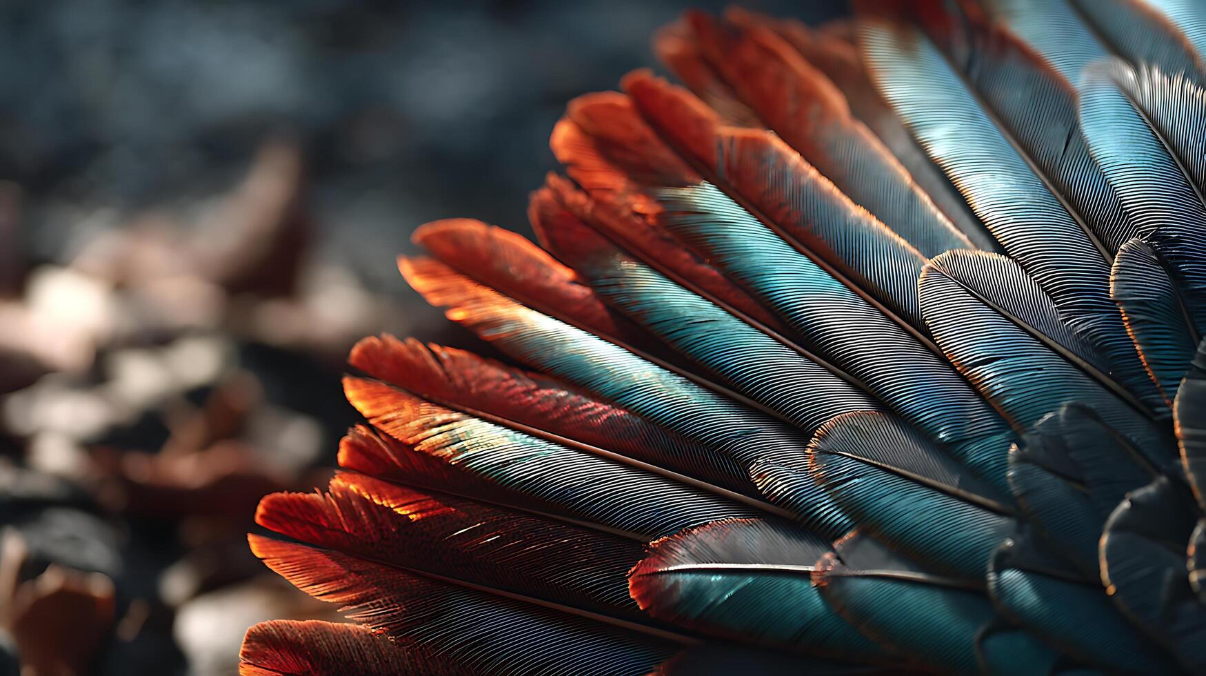 A close up of a colorful feather photo