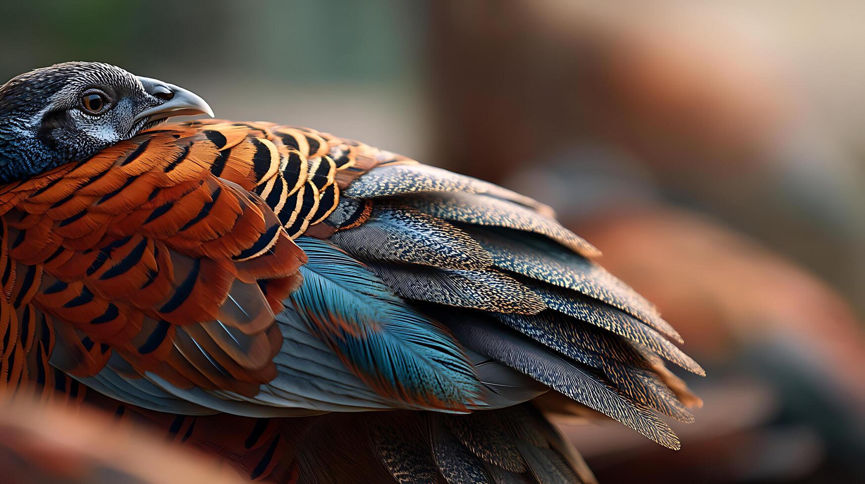 A bird with a colorful head and body photo