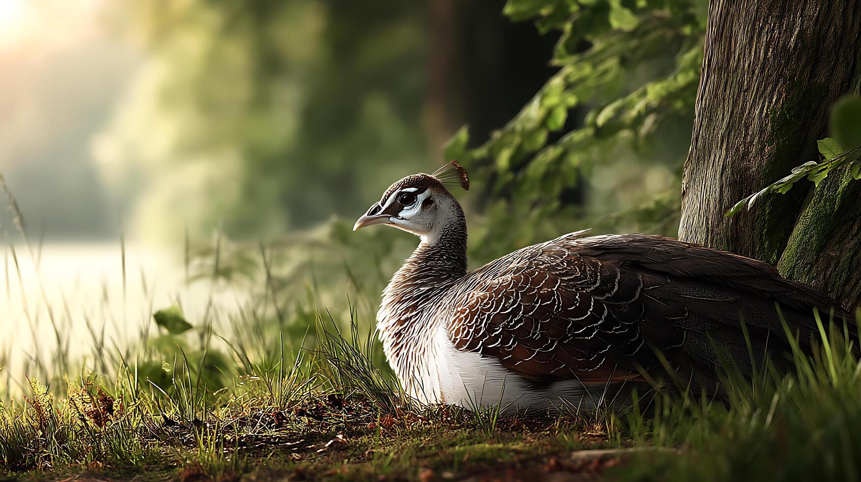 A bird sitting on the ground photo