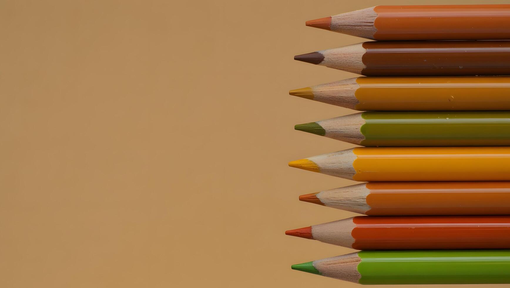 Top-Aligned Earth Toned Pencil Stack on Sand Tan Background photo