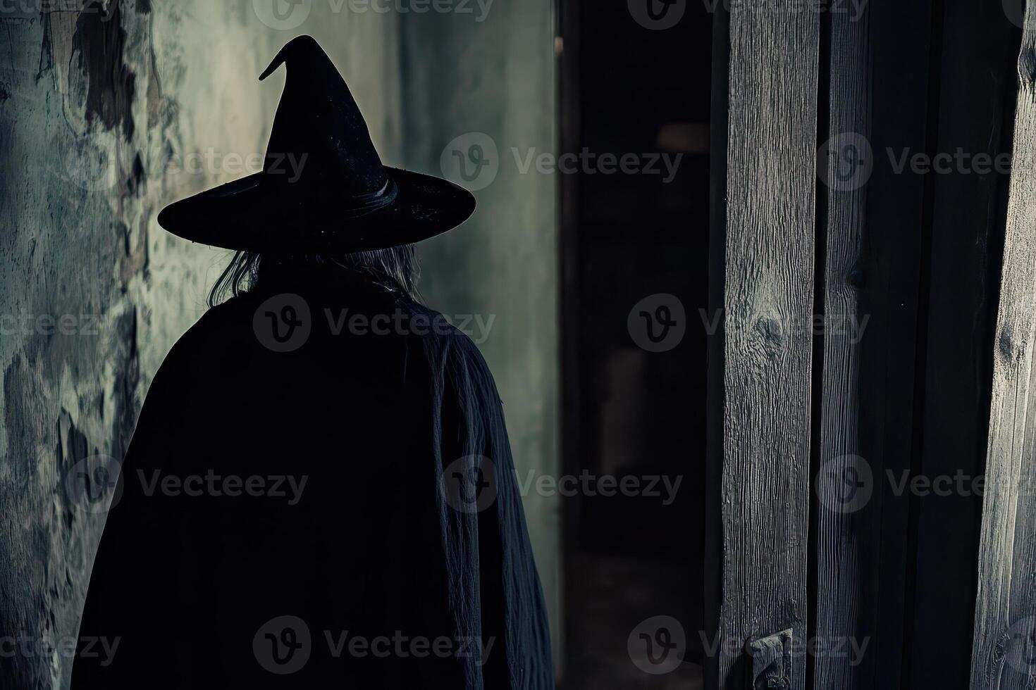 Mysterious figure in a dark abandoned setting photo