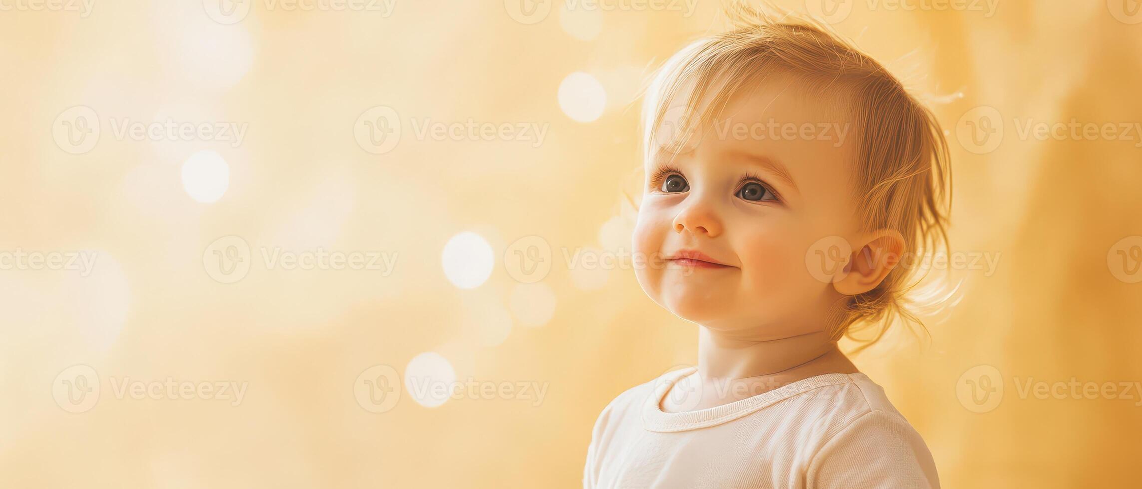 Happy toddler enjoying a moment of joy indoors photo