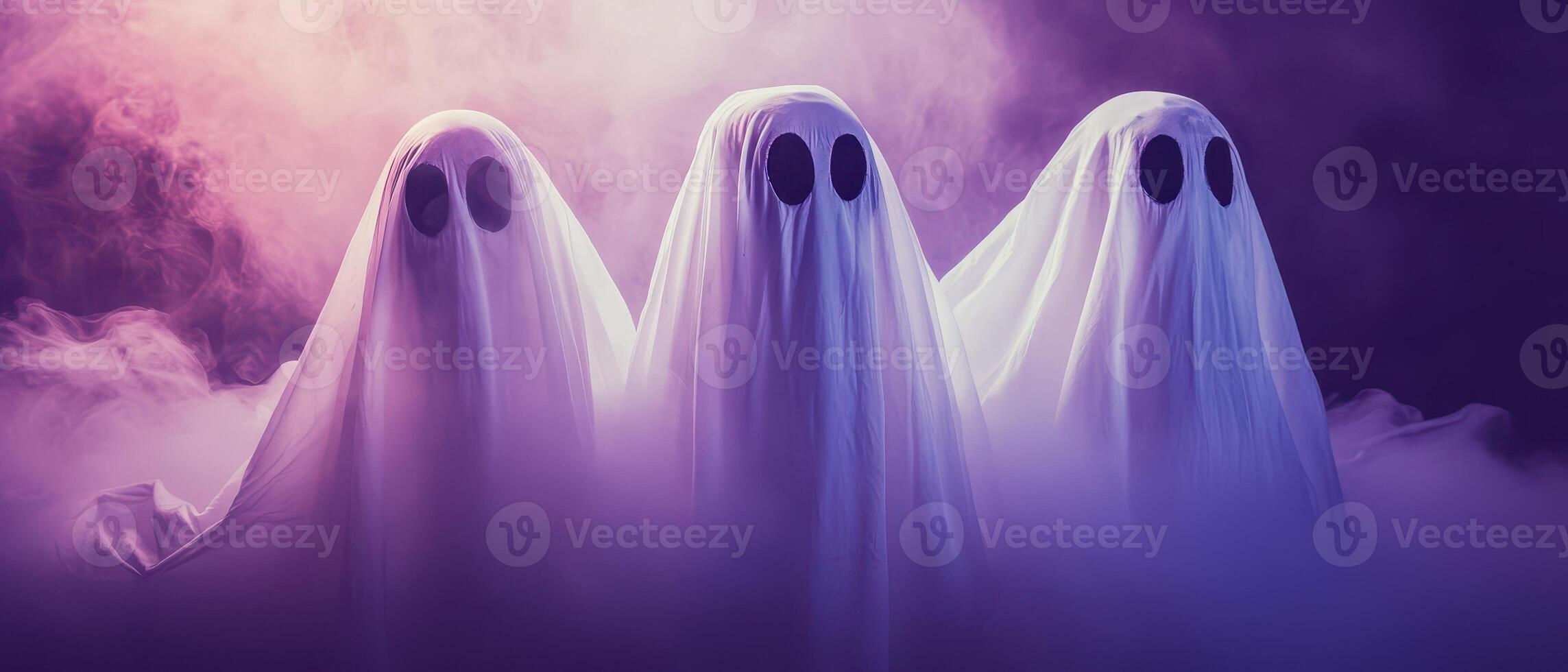 Ghostly figures in a misty colorful atmosphere photo
