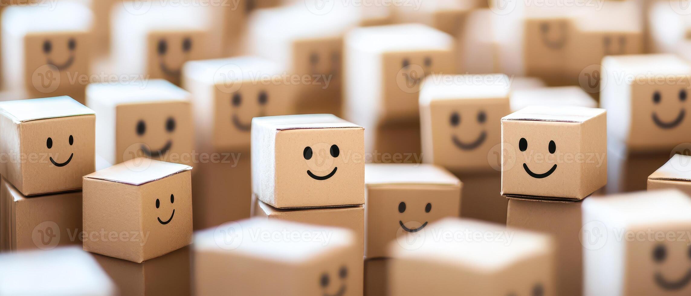Happy boxes arranged in a cheerful display photo