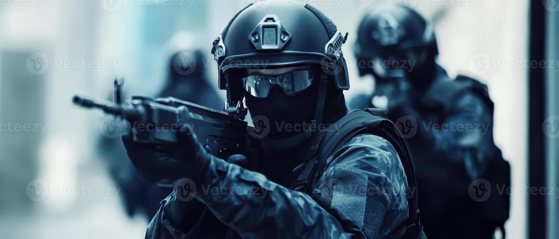 SWAT team trains with tactical operation photo