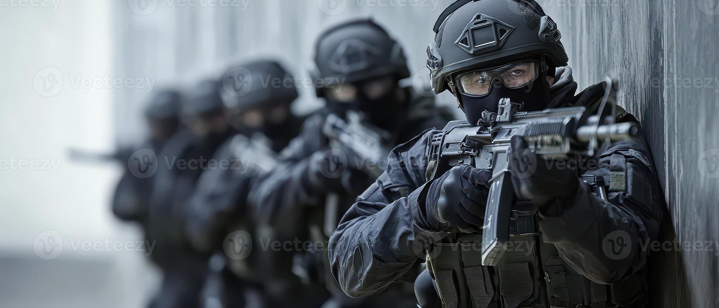 Troops in tactical formation training photo