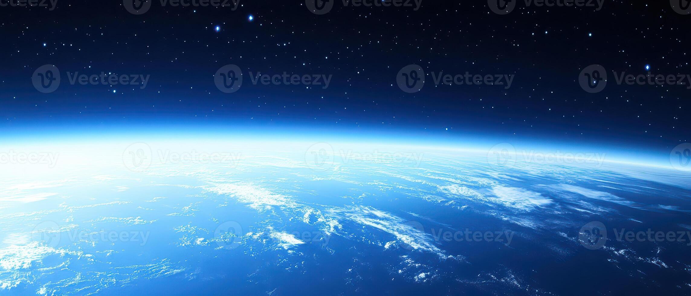 View of Earth from space in serene blue tones photo