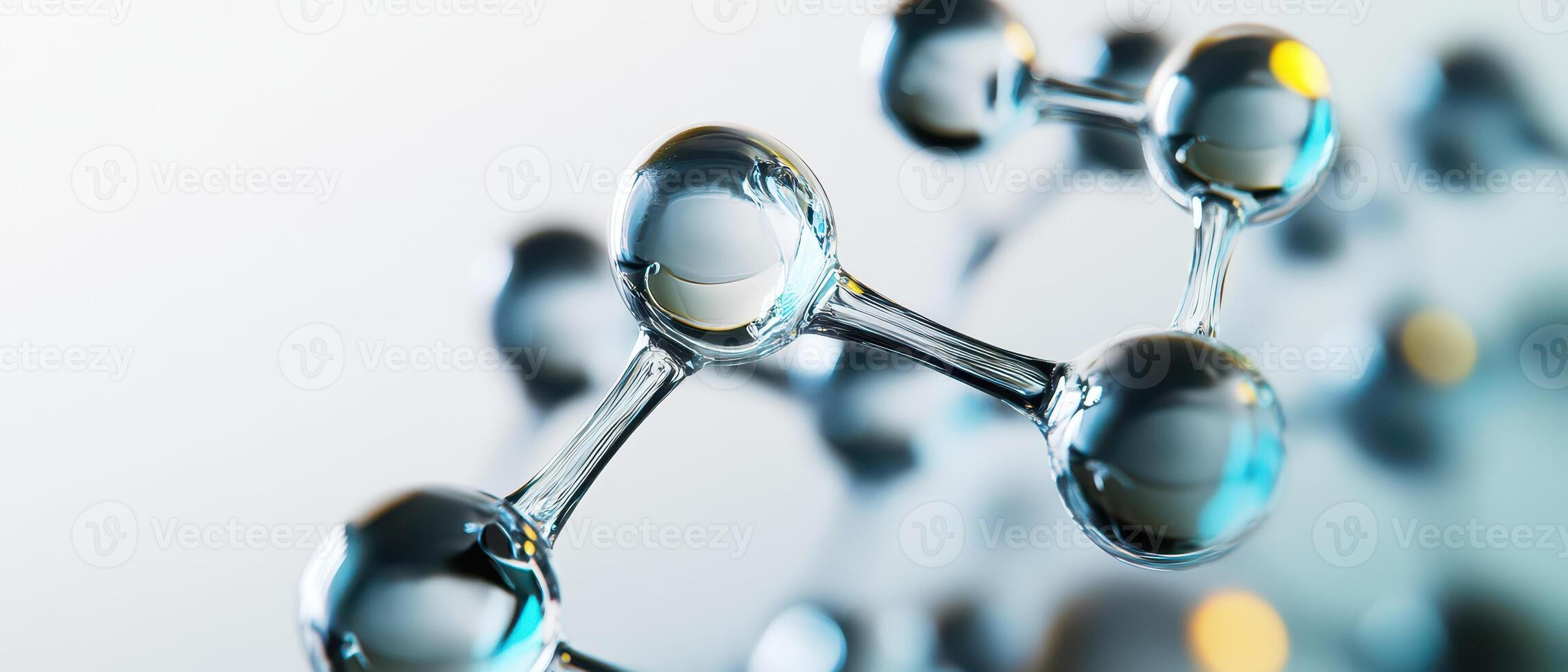 Molecule structure magnified with droplets photo