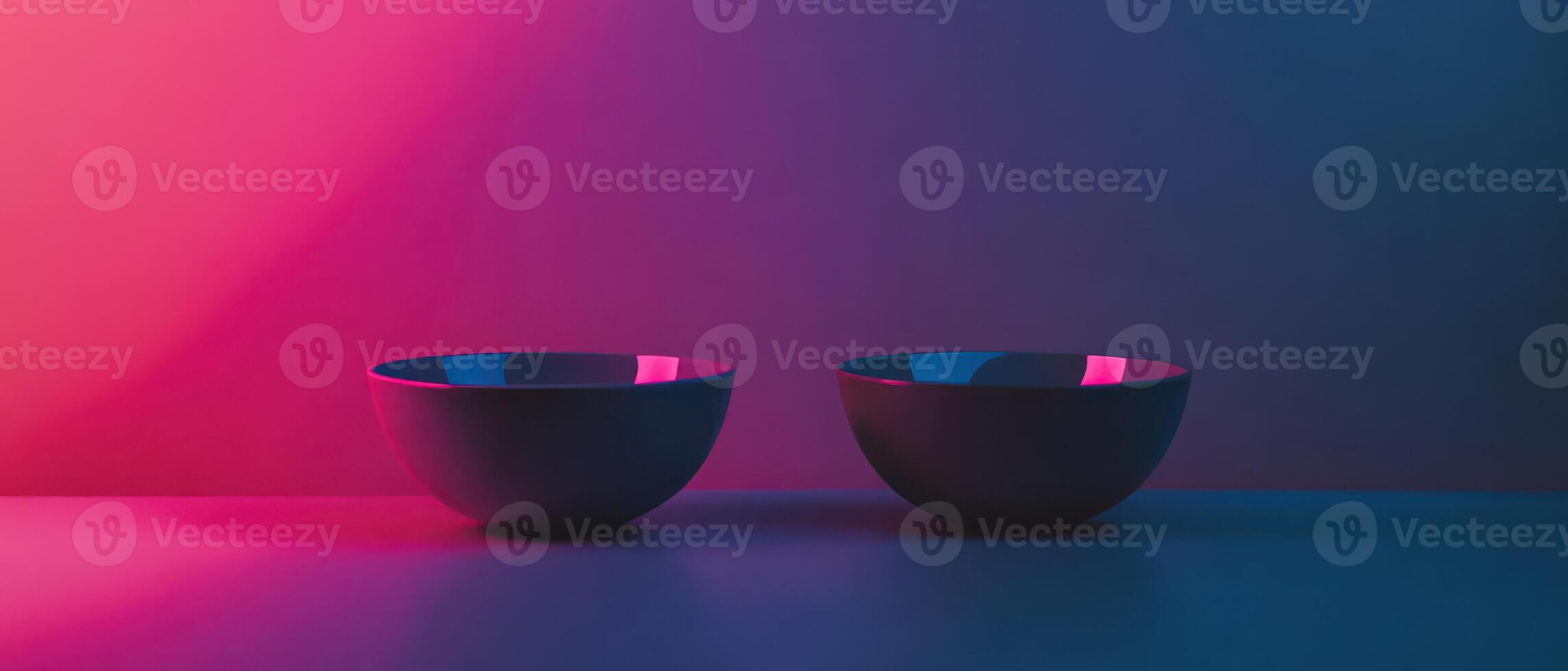 Colorful bowls with ambient light and shadows photo