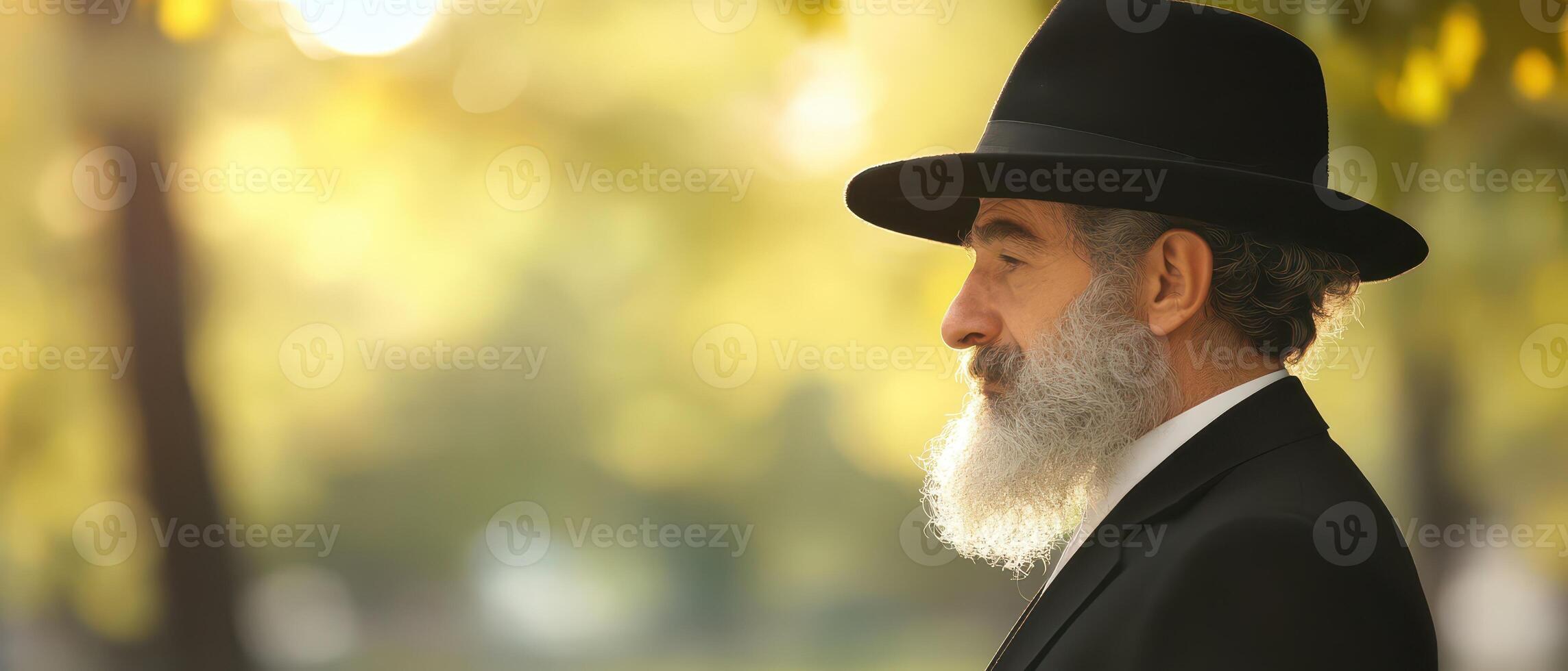 Elderly man in black hat during outdoor gathering photo