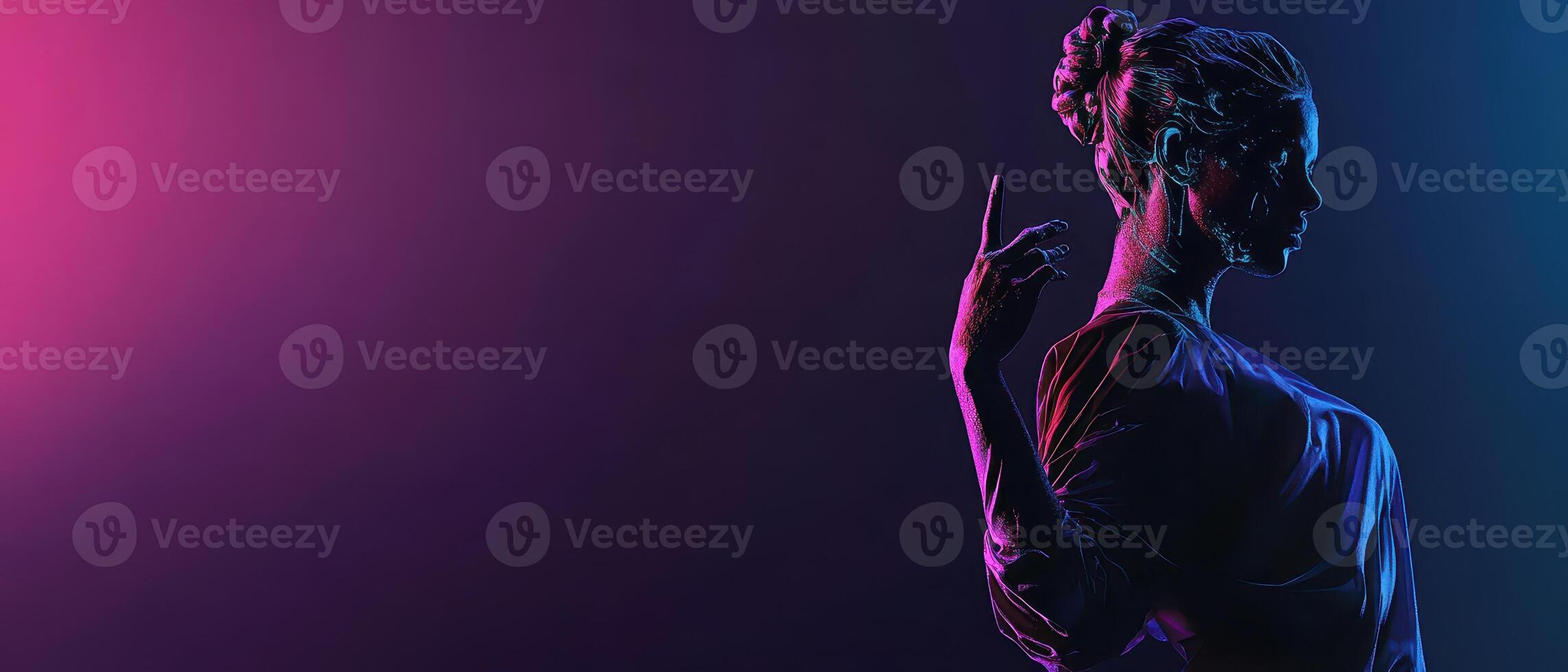 Unique artistic silhouette with vibrant lighting photo
