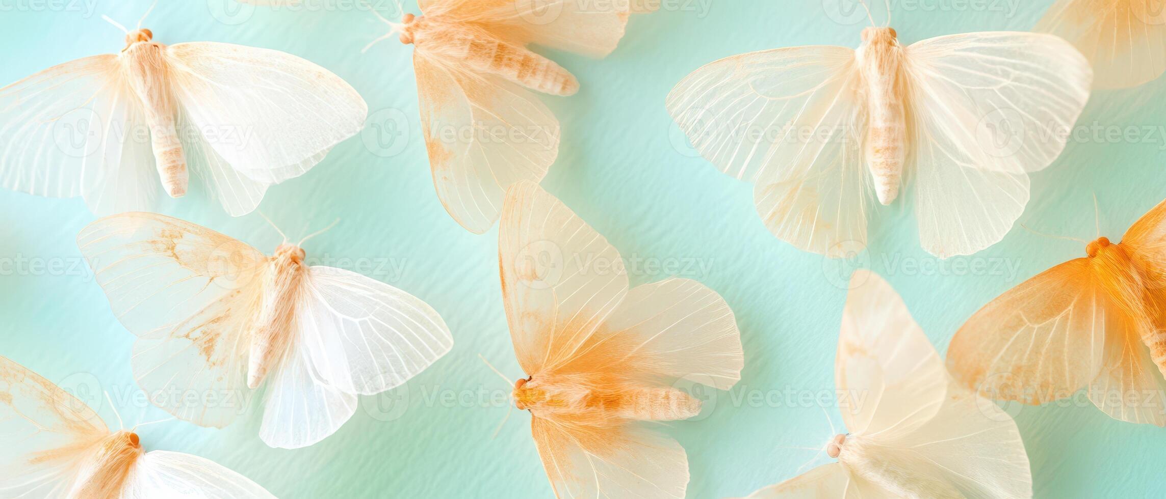 Colorful moths resting on a light background photo