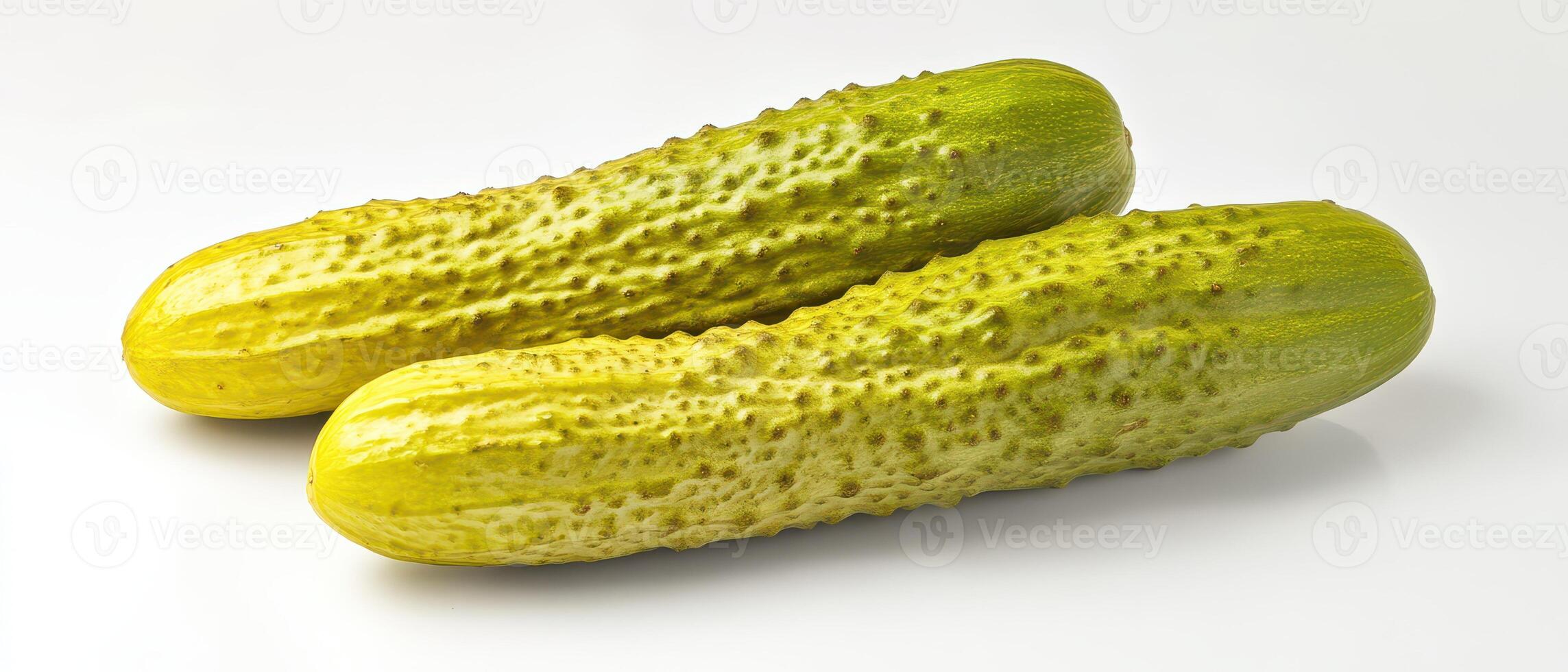 Fresh cucumbers arranged on a white background photo