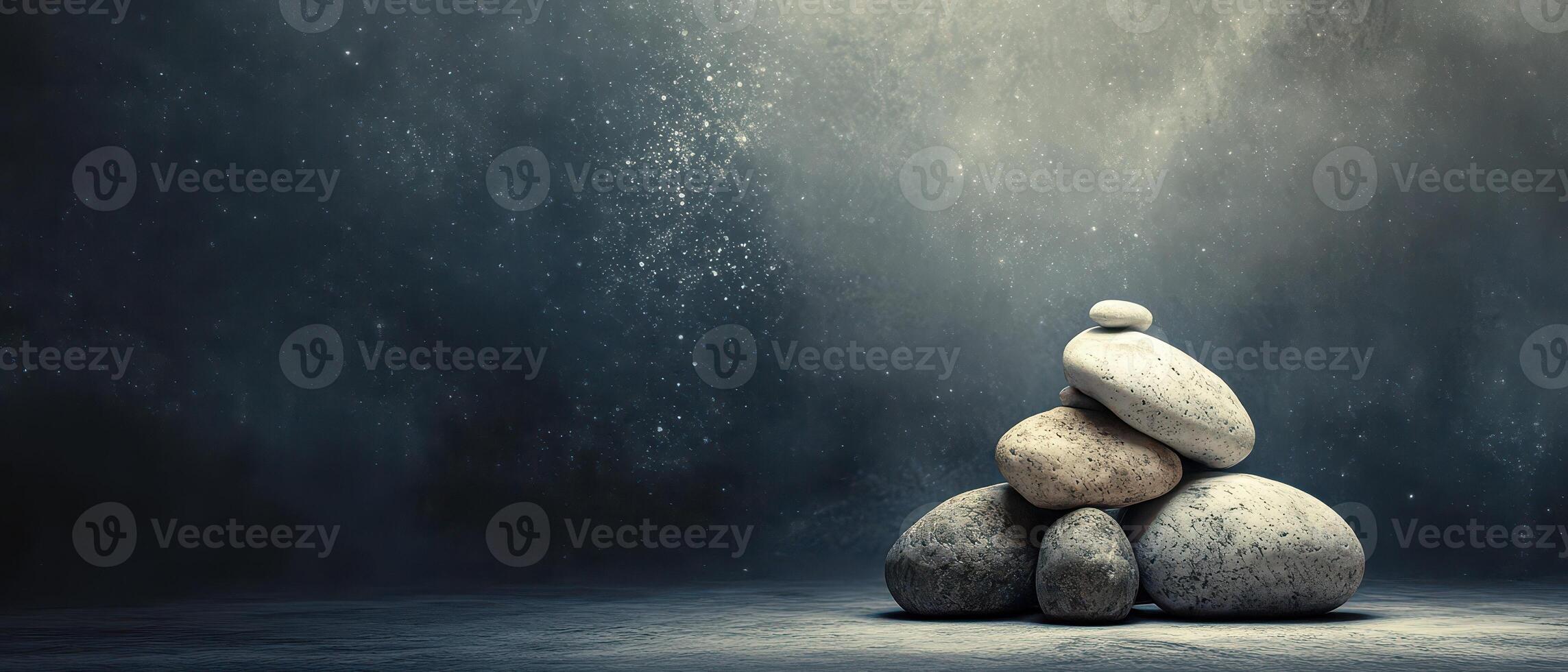 Stacked stones create a serene moment of stillness photo