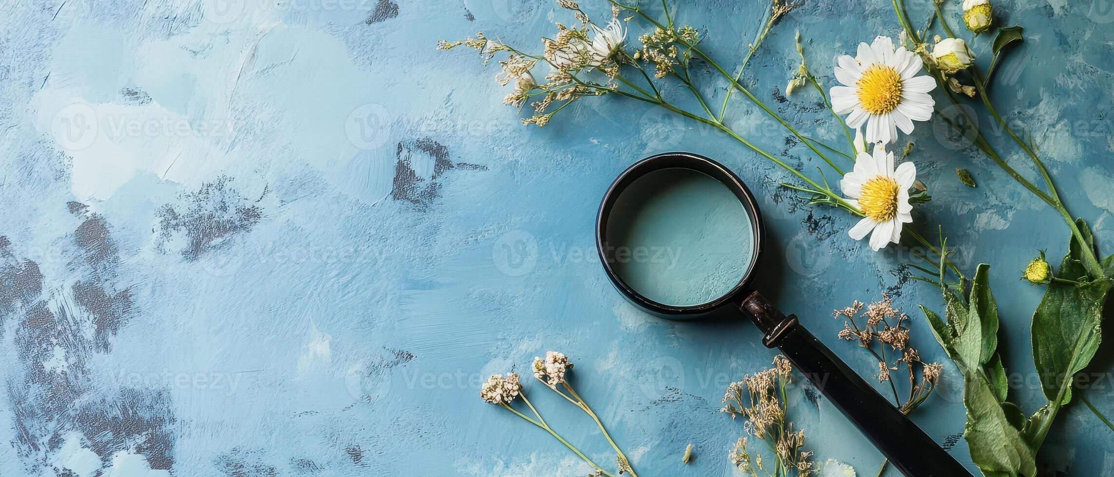 Nature exploration with a magnifying glass photo