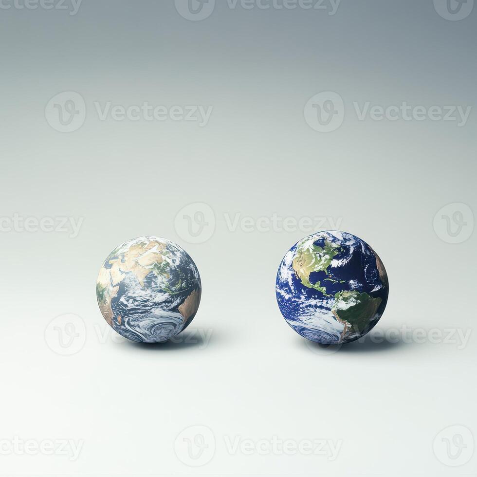Two representations of Earth in simple design photo