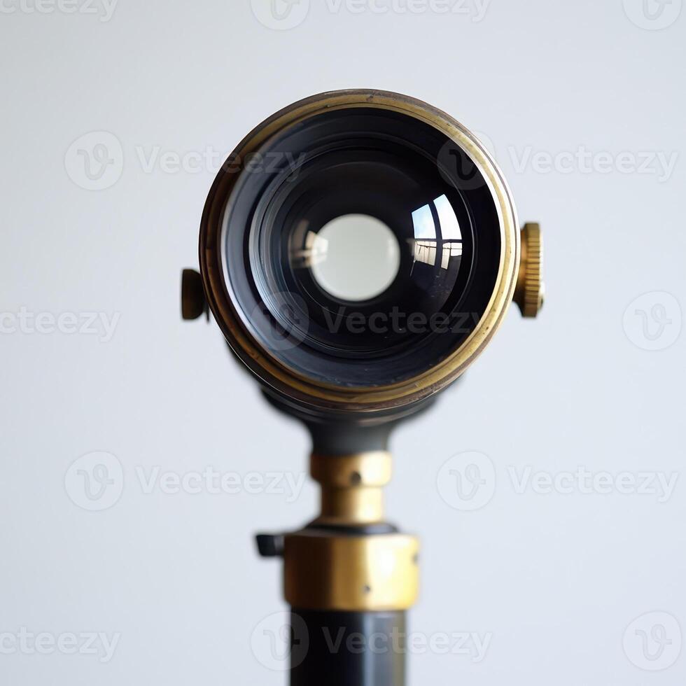 Vintage telescope focuses on distant views photo