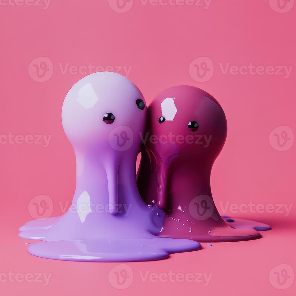Colorful slime characters interacting playfully photo