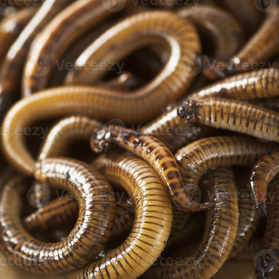 Worms coiled together in a natural habitat photo