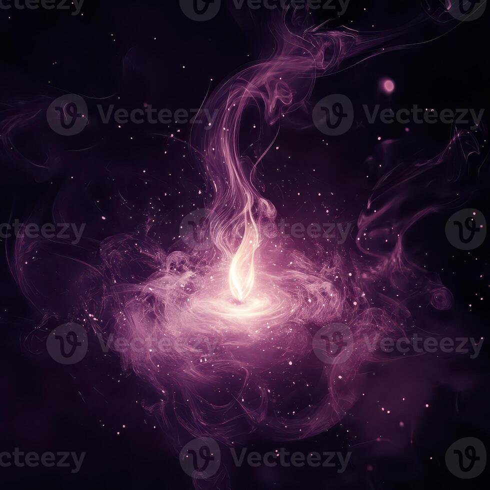 Colorful cosmic swirl with glowing spark in space photo