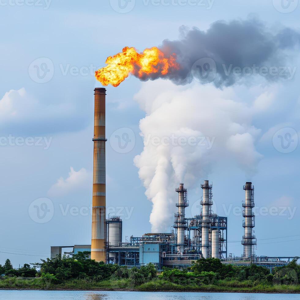 Industrial site with flare stack photo